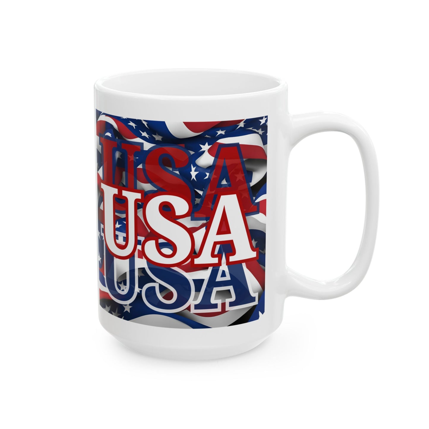 USA White font Center Patriot White Mug by theGreenDragonTavern.shop
