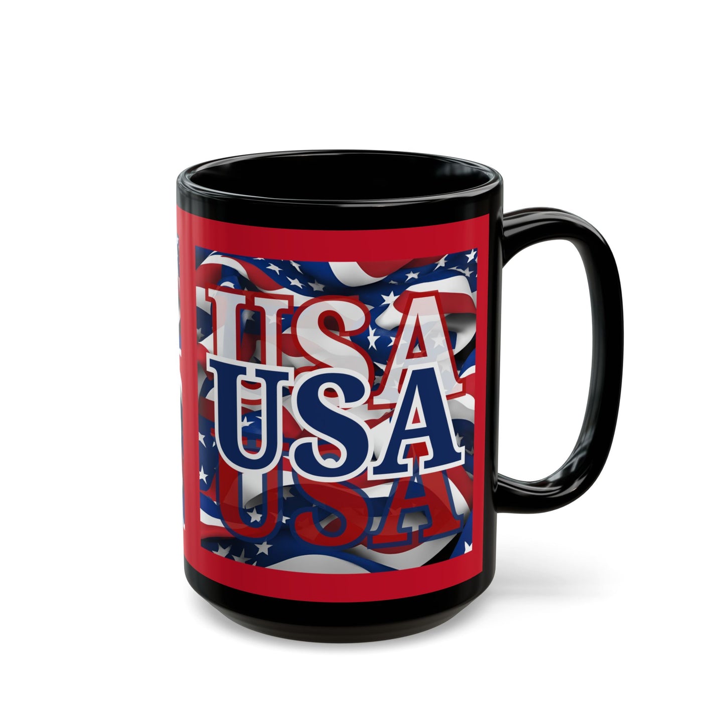 USA Blue font Center Patriot Red Mug by theGreenDragonTavern.shop