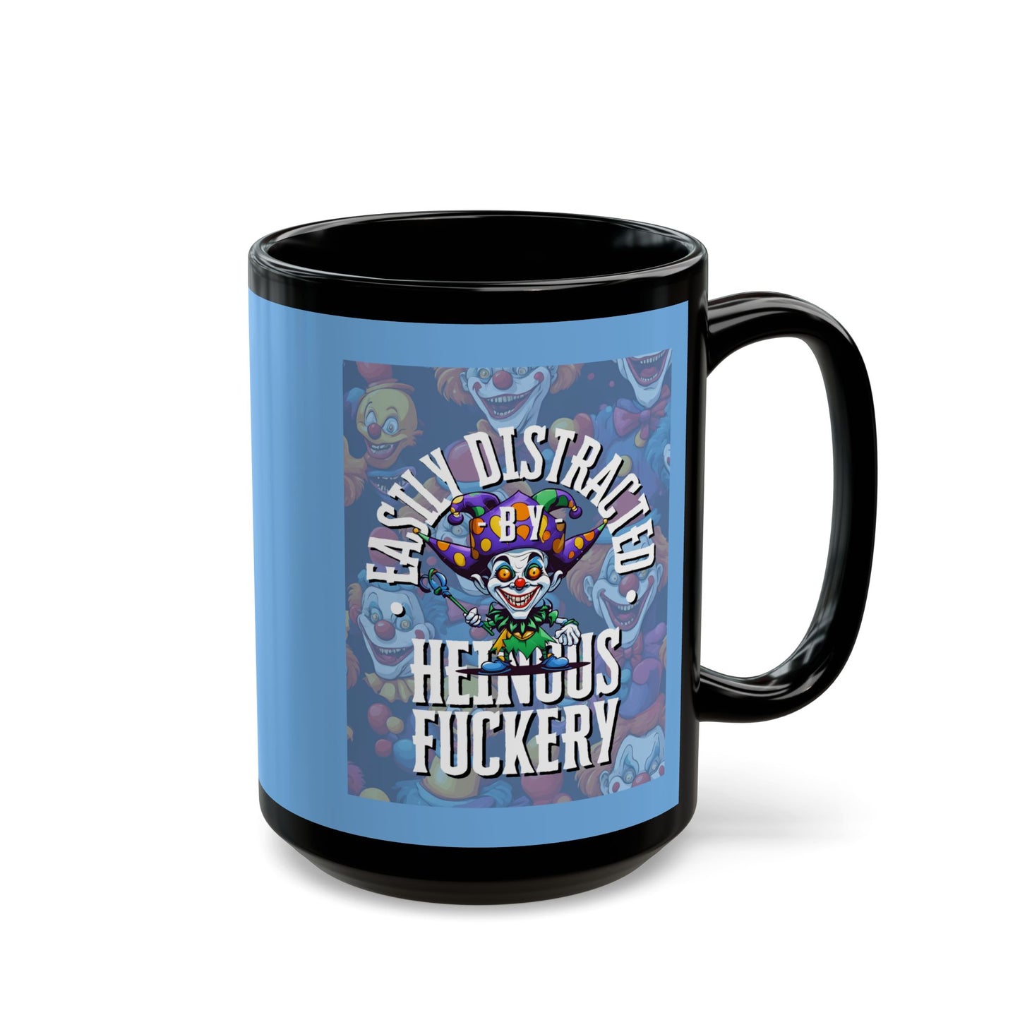 Easily Distracted by Heinous Fuckery Little Jincs Light Blue Mug by theGreenDragonTavern.shop