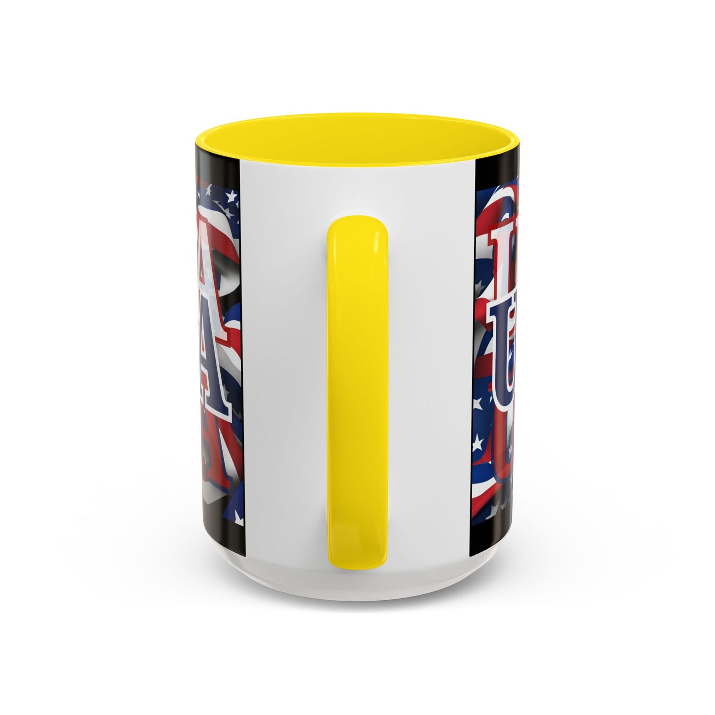 USA Blue font Center Patriot Black Accent Mug by theGreenDragonTavern.shop