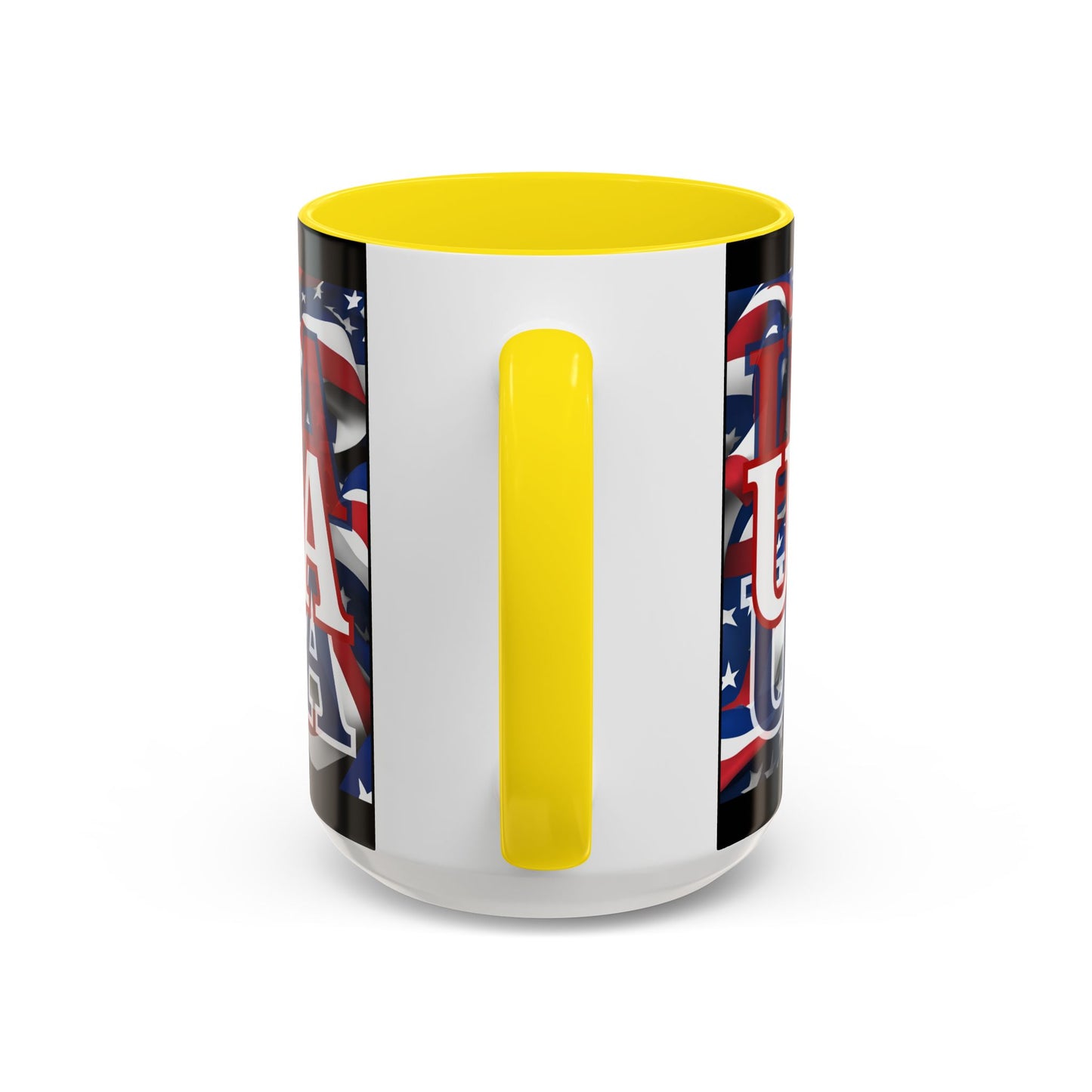 USA White font Center Patriot Black Accent Mug by theGreenDragonTavern.shop