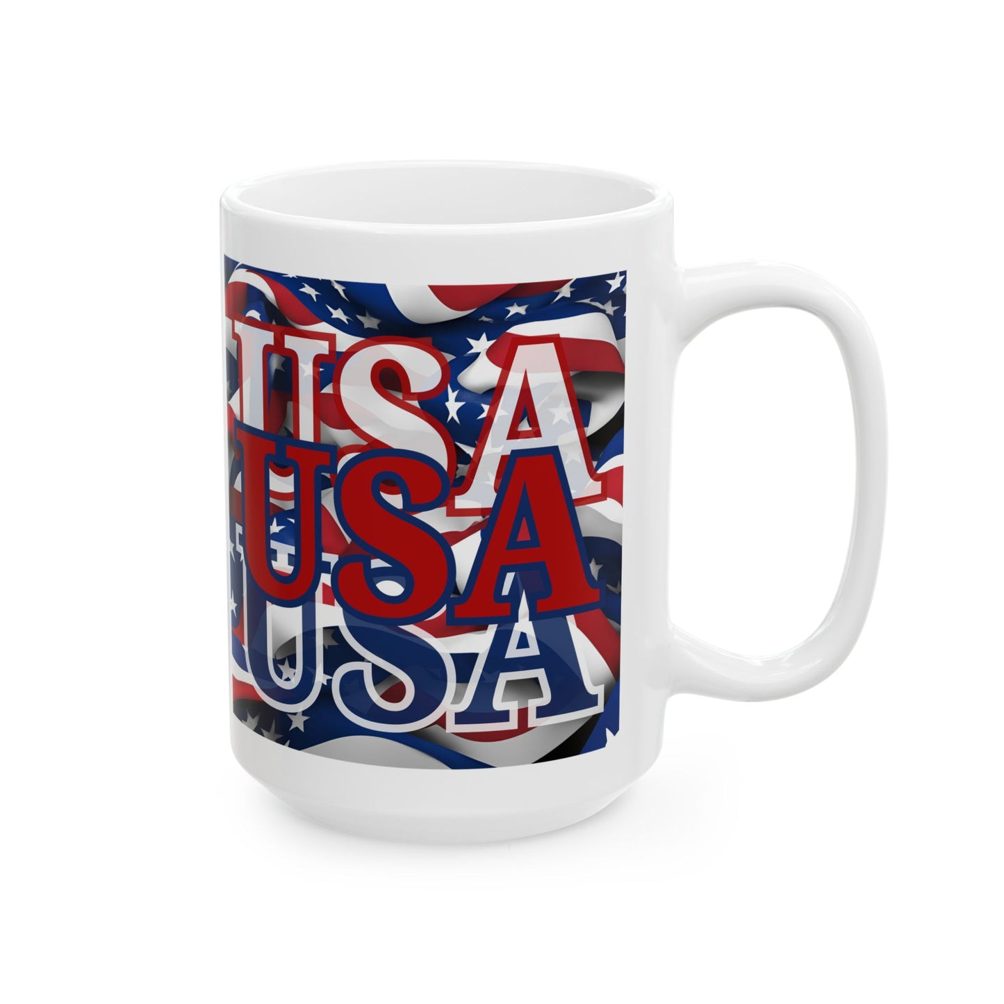 USA Red font Center Patriot White Mug by theGreenDragonTavern.shop