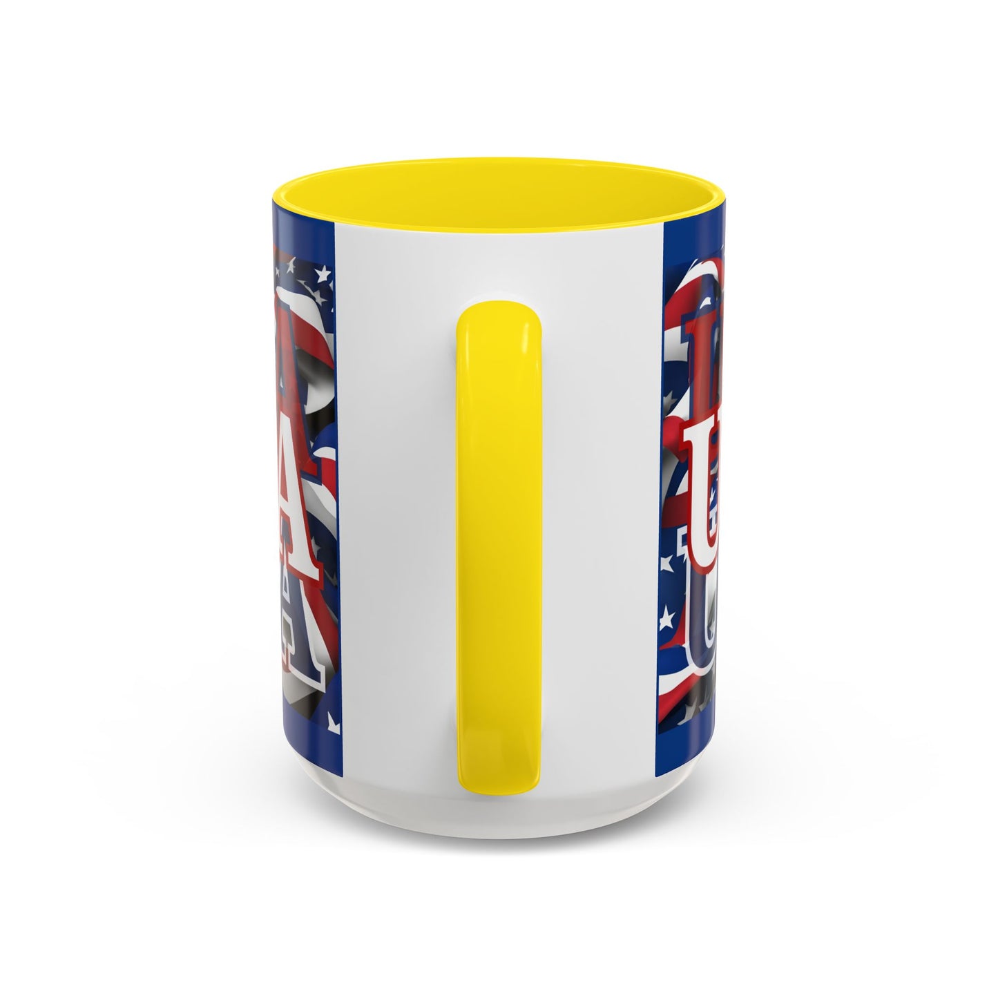 USA White font Center Patriot Blue Accent Mug by theGreenDragonTavern.shop