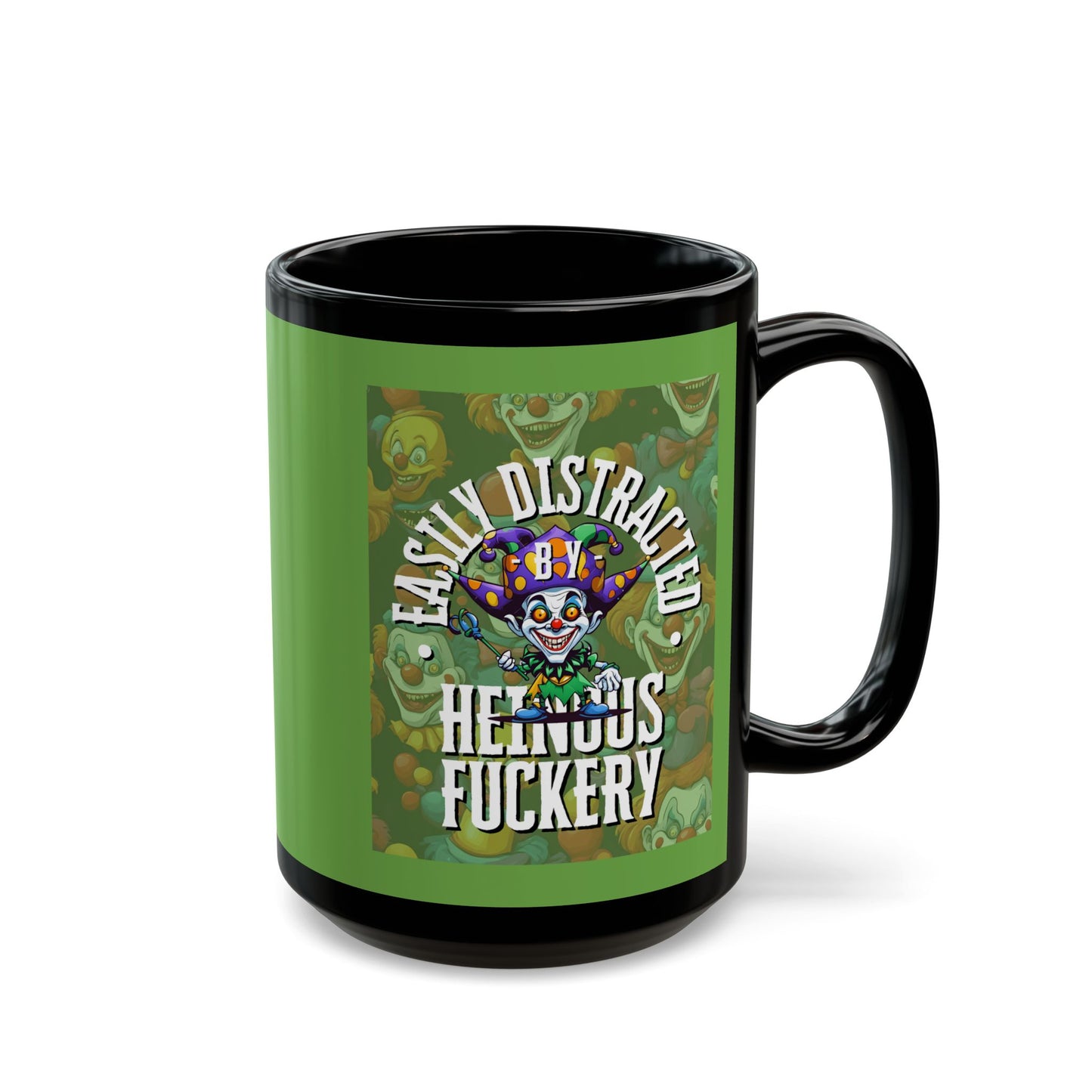 Easily Distracted by Heinous Fuckery Little Jinx Green Mug by theGreenDragonTavern.shop