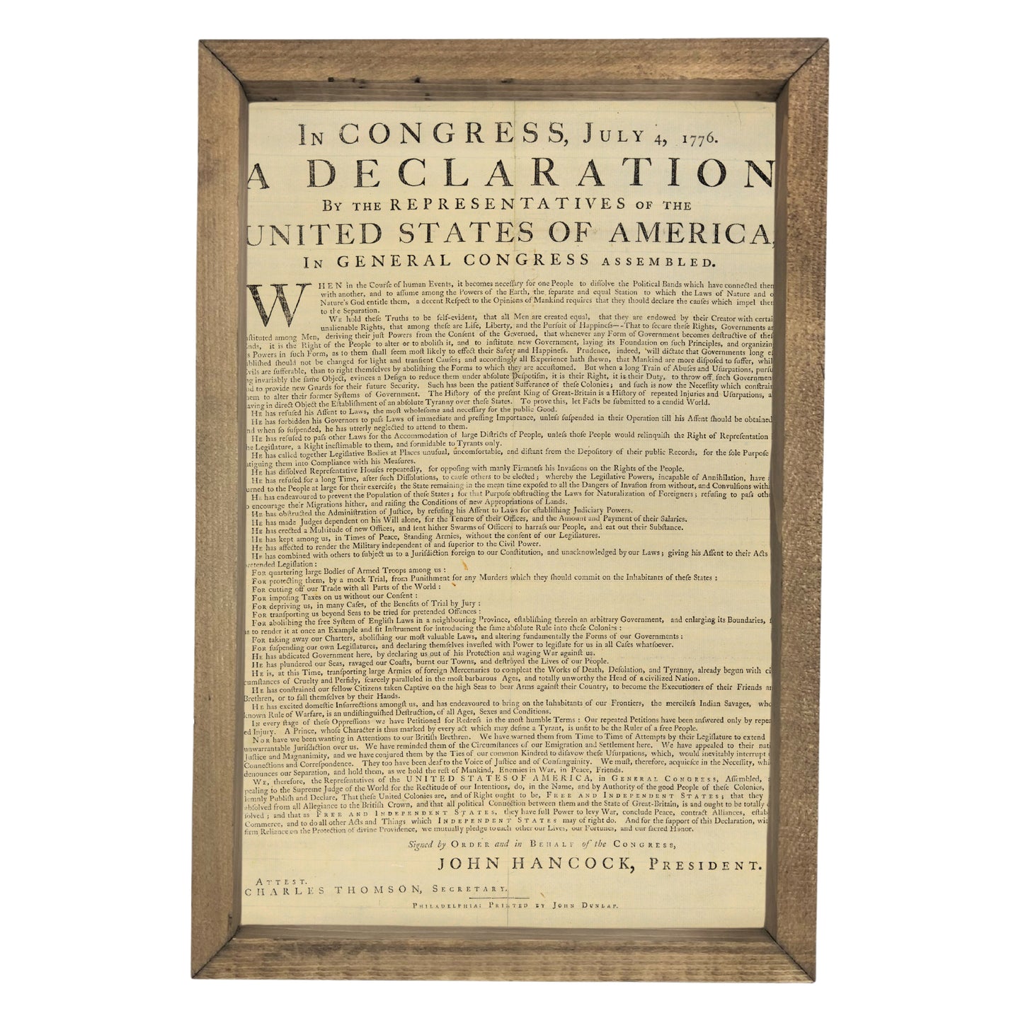 Declaration of Independence Framed Art