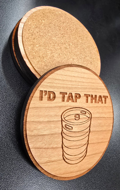 I'd Tap That Patriotic Wood Coaster Set – Handcrafted by U.S. Veterans