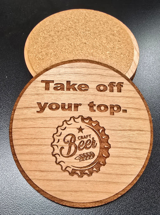 Take Off Your Top Patriotic Wood Coaster Set – Handcrafted by U.S. Veterans