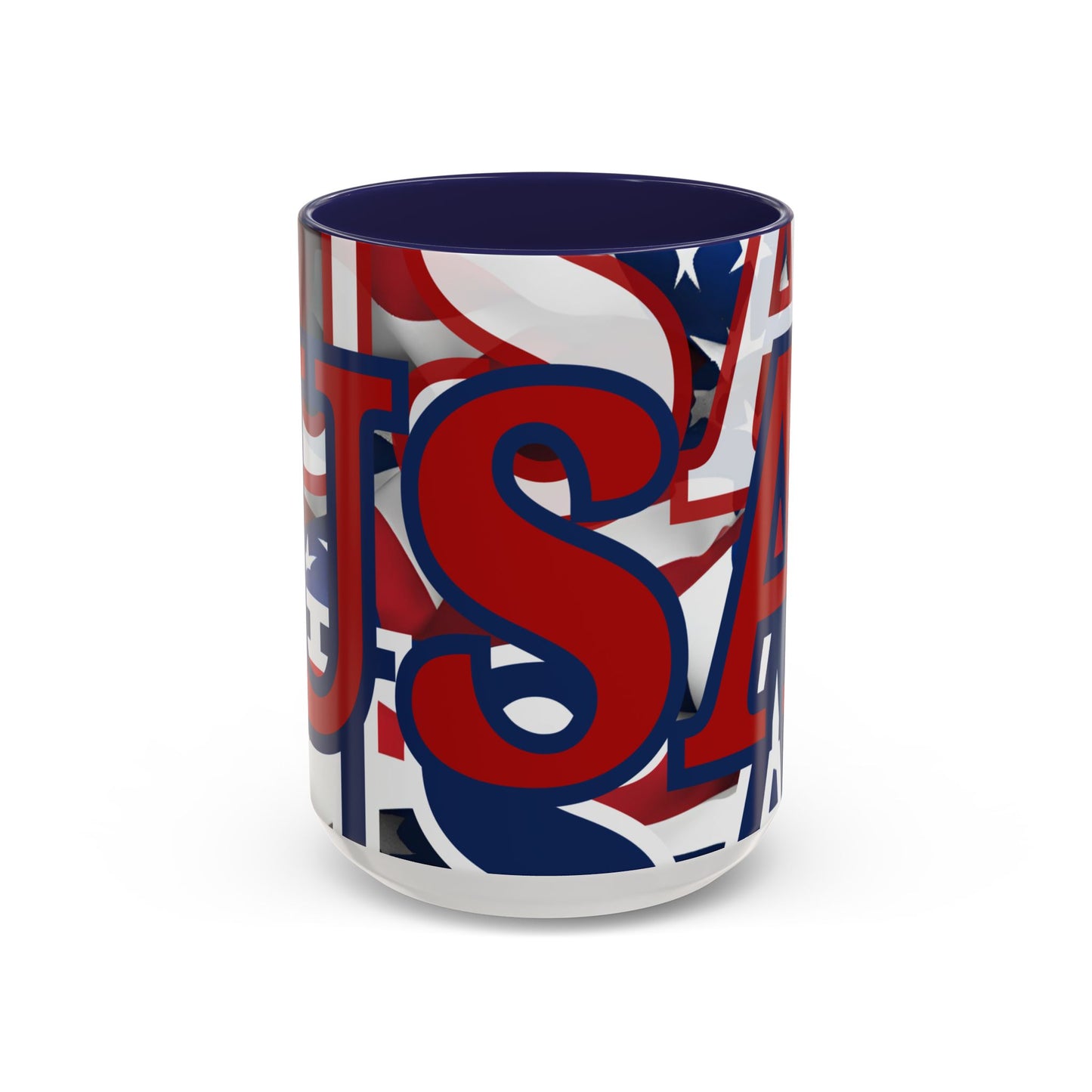 USA! USA! USA Red font Patriot Black Accent Mug by theGreenDragonTavern.shop