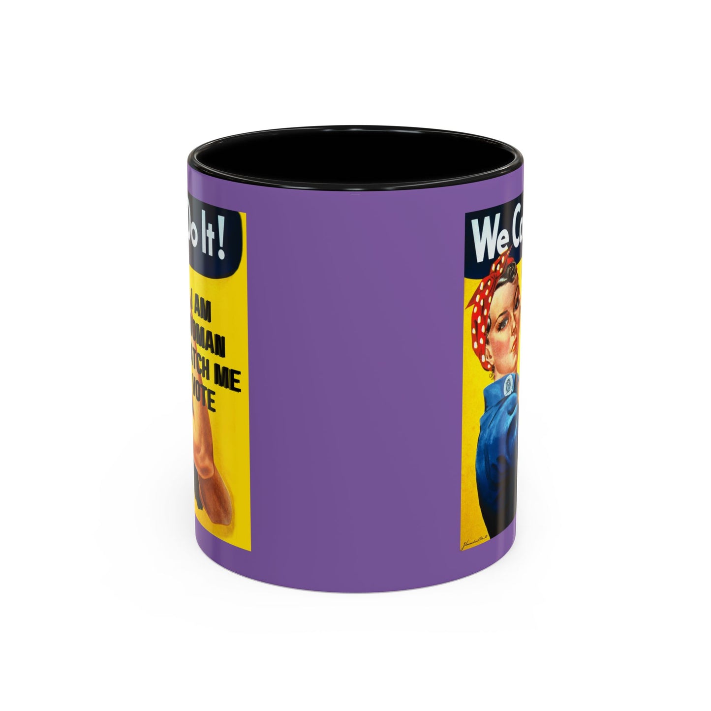 I Am Woman Watch Me Vote Rosie Light Purple Accent Mug by theGreenDragonTavern.shop