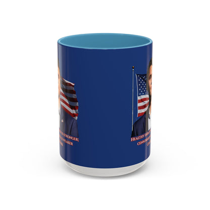 Charlie Kirk, Healthy Debate Blue Accent Mug by theGreenDragonTavern.shop