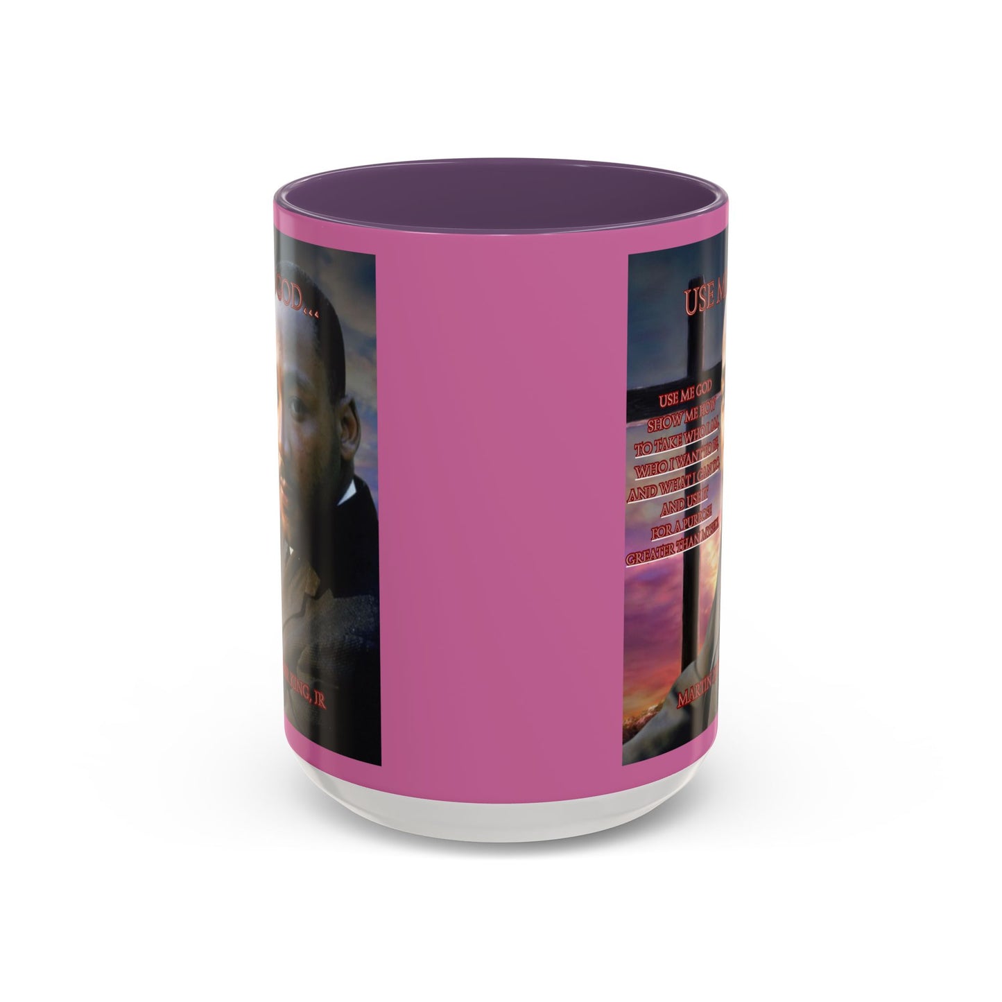 Use Me God, MLK Jr Pink Accent Mug by theGreenDragonTavern.shop
