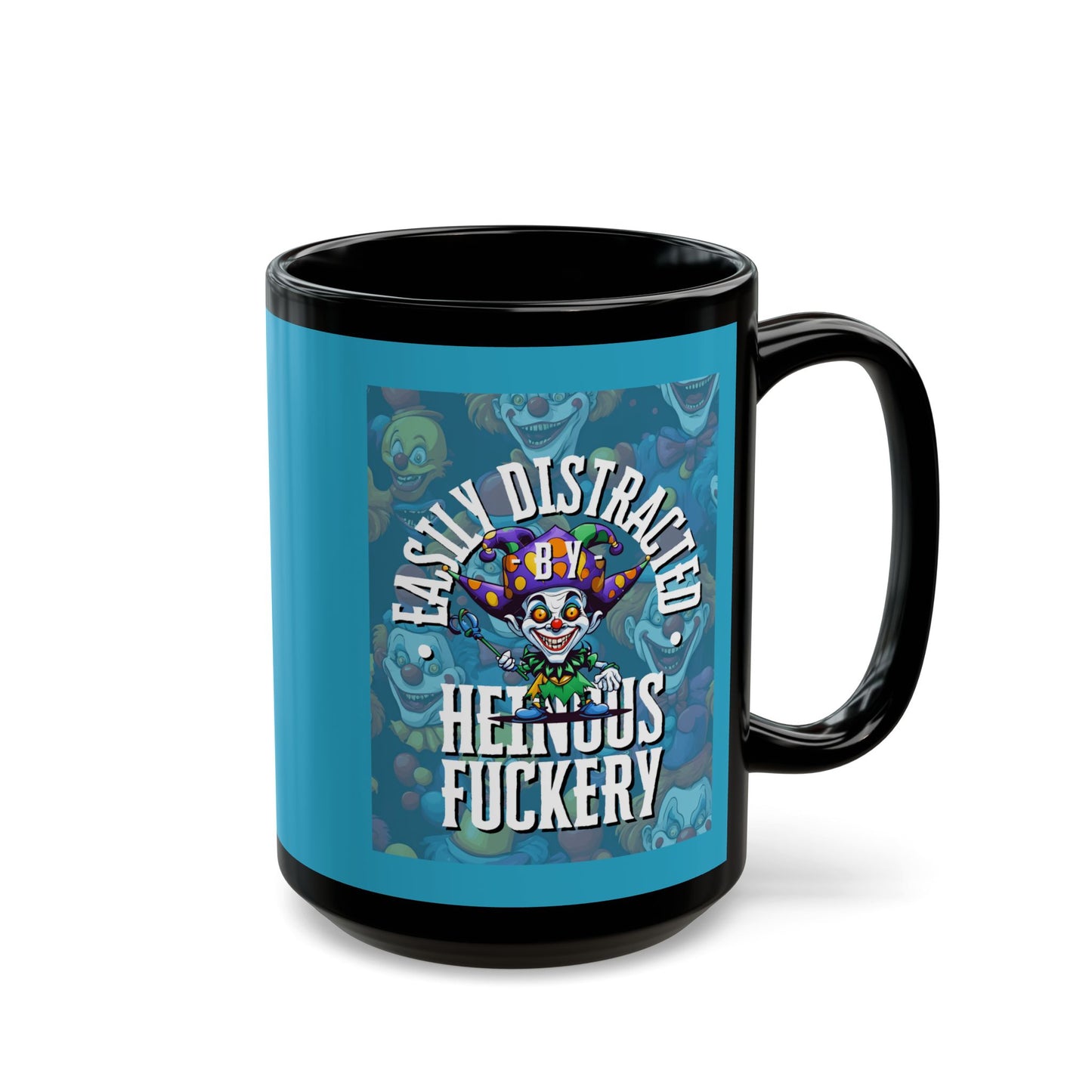 Easily Distracted by Heinous Fuckery Little Jinx Turquoise Mug by theGreenDragonTavern.shop