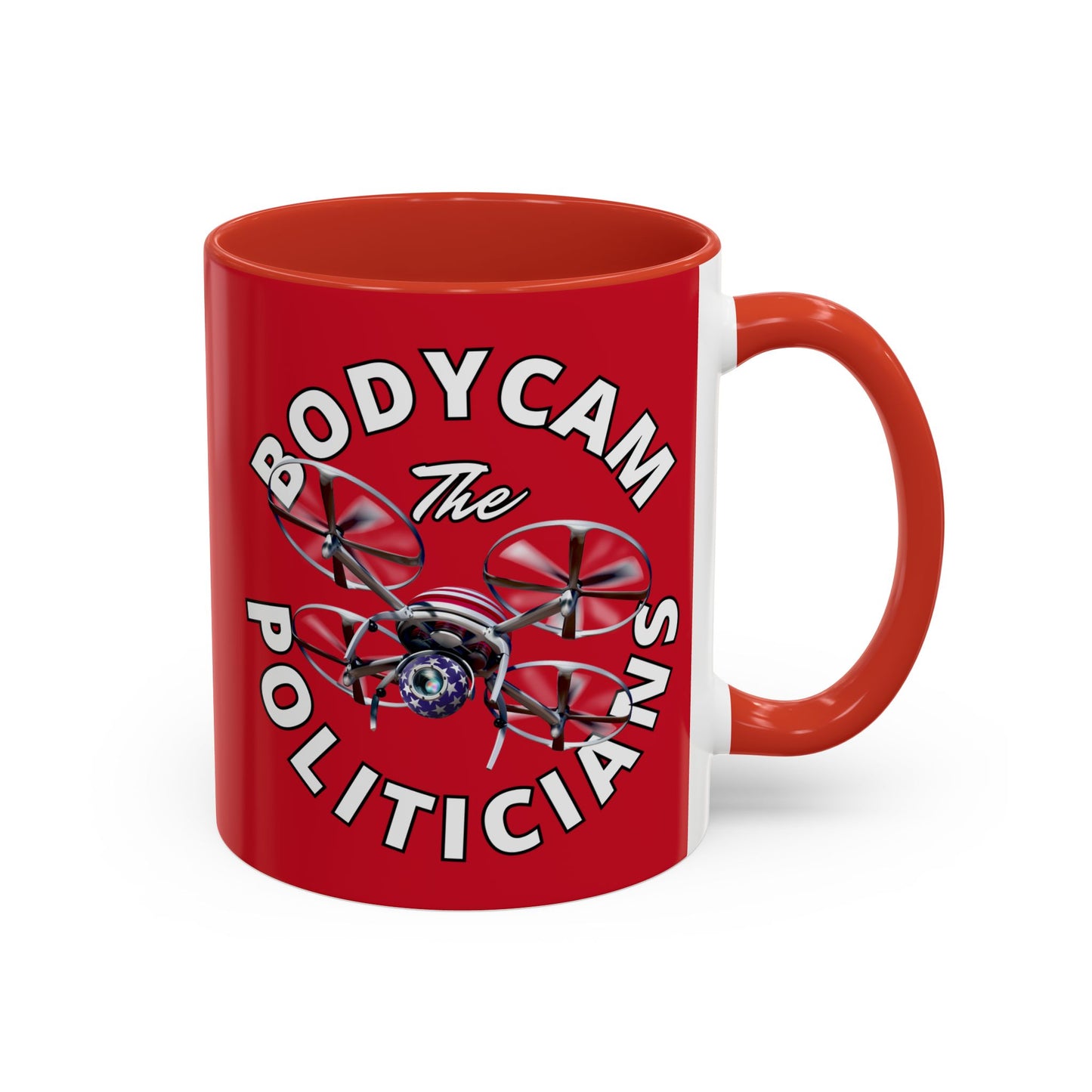 Bodycam the Politicians Drone Red Accent Mug by theGreenDragonTavern.shop
