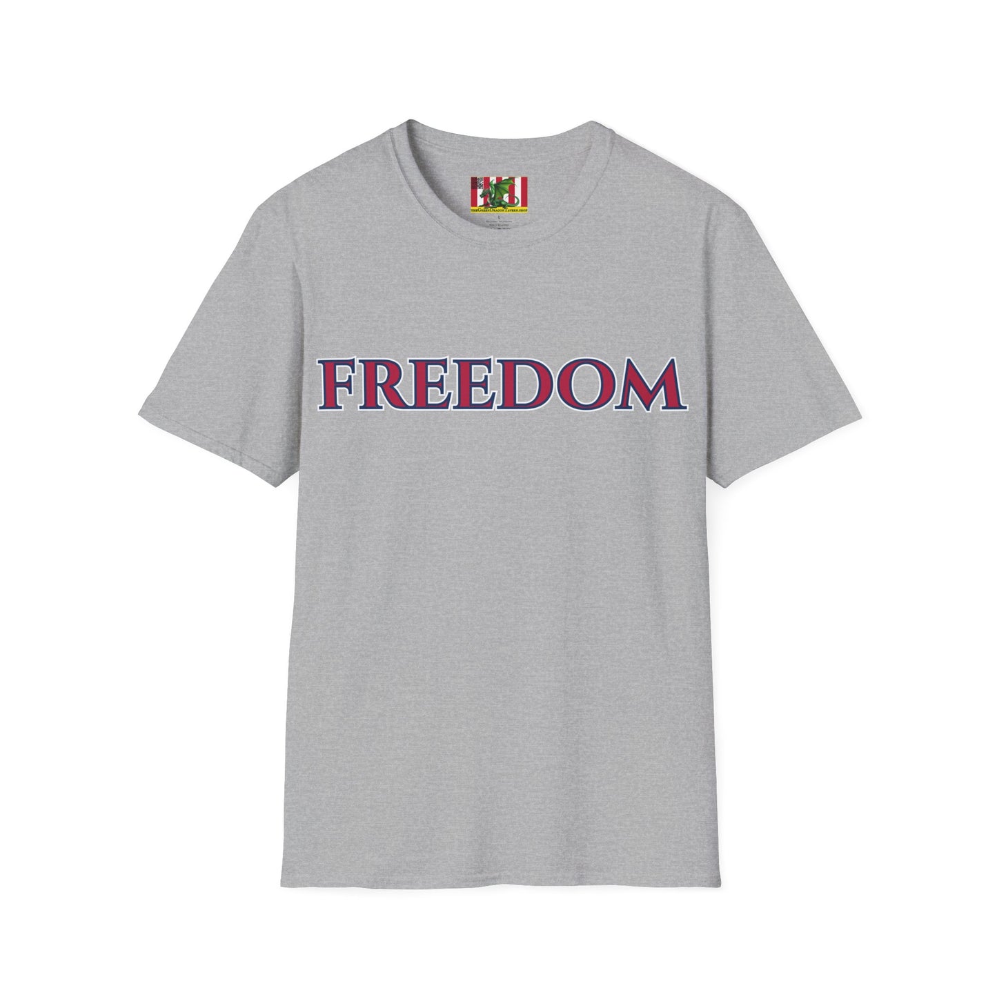 Freedom, Red font, Light colors Unisex T-Shirt by theGreenDragonTavern.shop