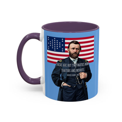 "Traitors and Patriots" Ulysses Grant Light Blue Accent Mug by theGreenDragonTavern.shop
