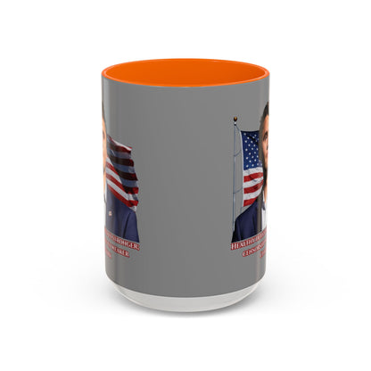 Charlie Kirk, Healthy Debate Grey Accent Mug by theGreenDragonTavern.shop