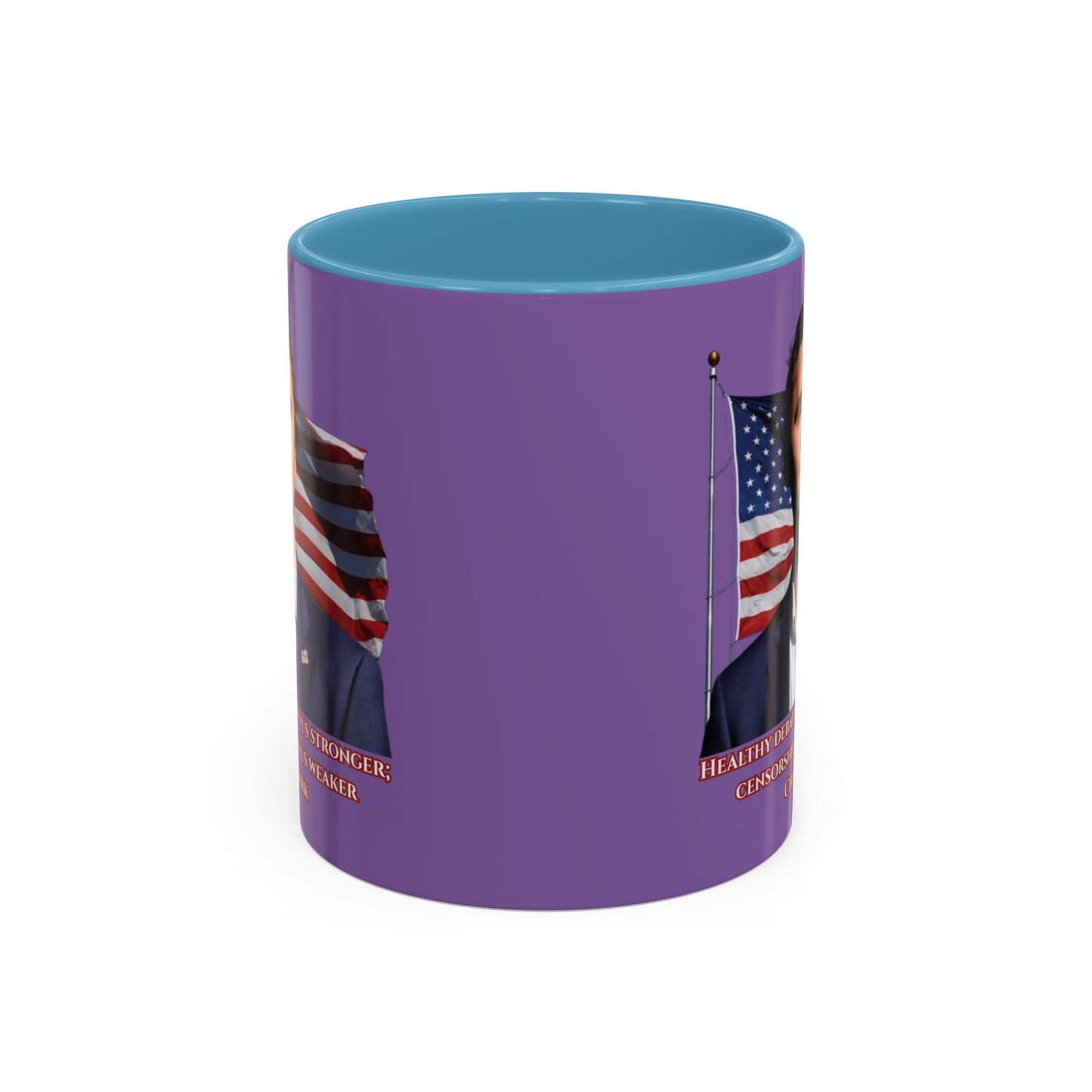 Charlie Kirk, Healthy Debate Light Purple Accent Mug by theGreenDragonTavern.shop