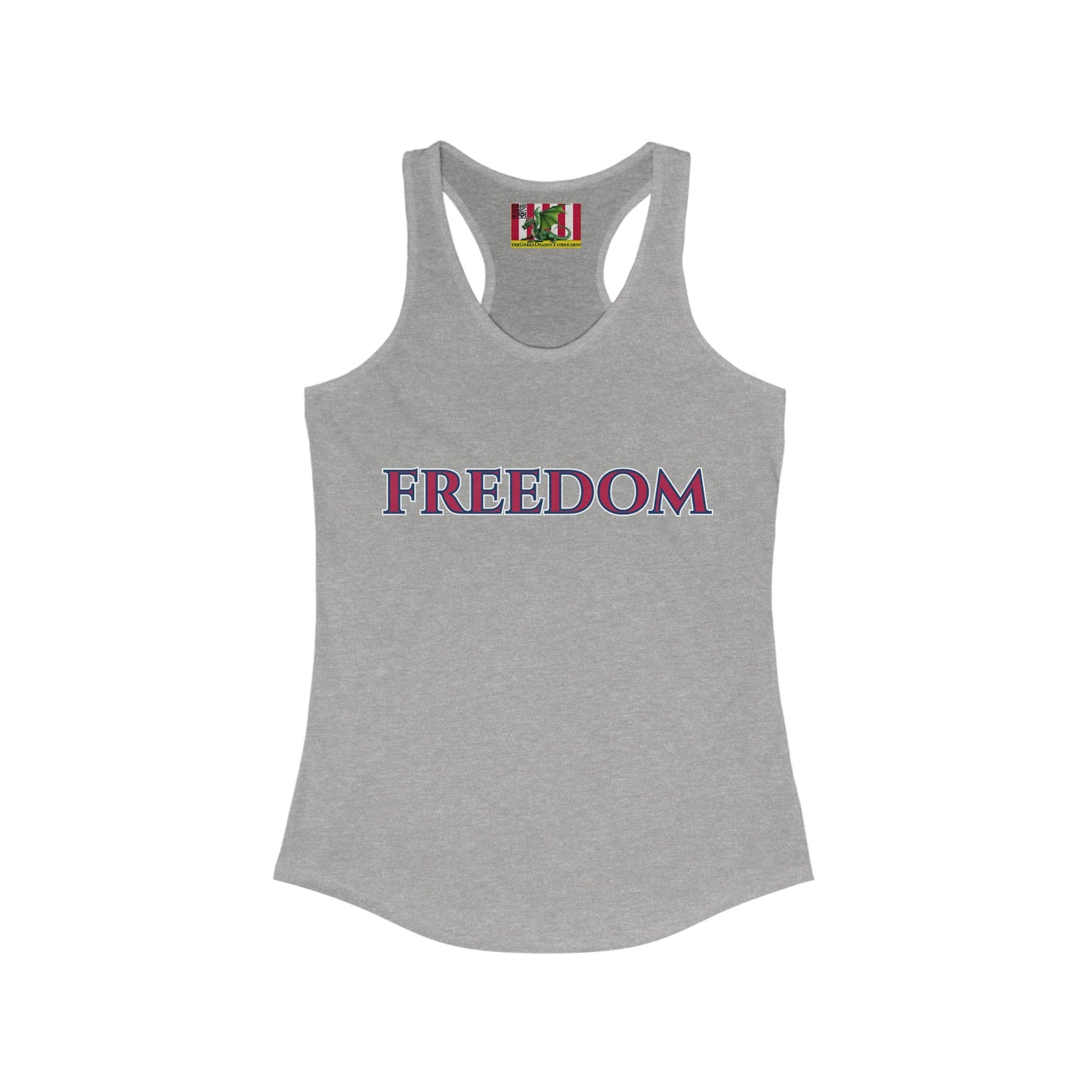 Freedom, Red font Woman's Racerback Tank Top by theGreenDragonTavern.shop