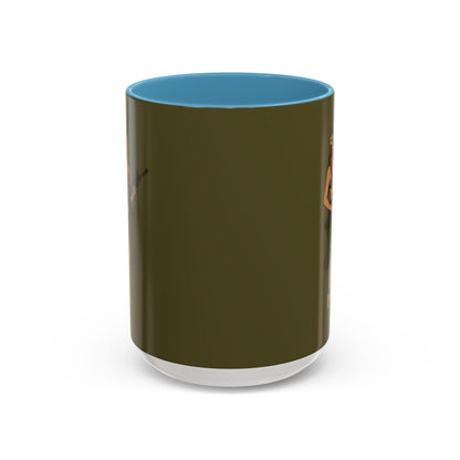 Hula Girl Packin' Heat Dark Green Accent Mug by theGreenDragonTavern.shop