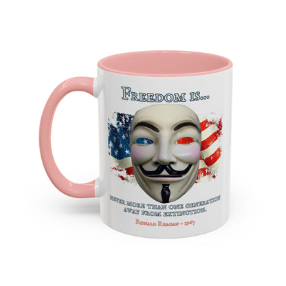 Ronald Reagan Freedom Vendetta White Accent Mug by theGreenDragonTavern.shop