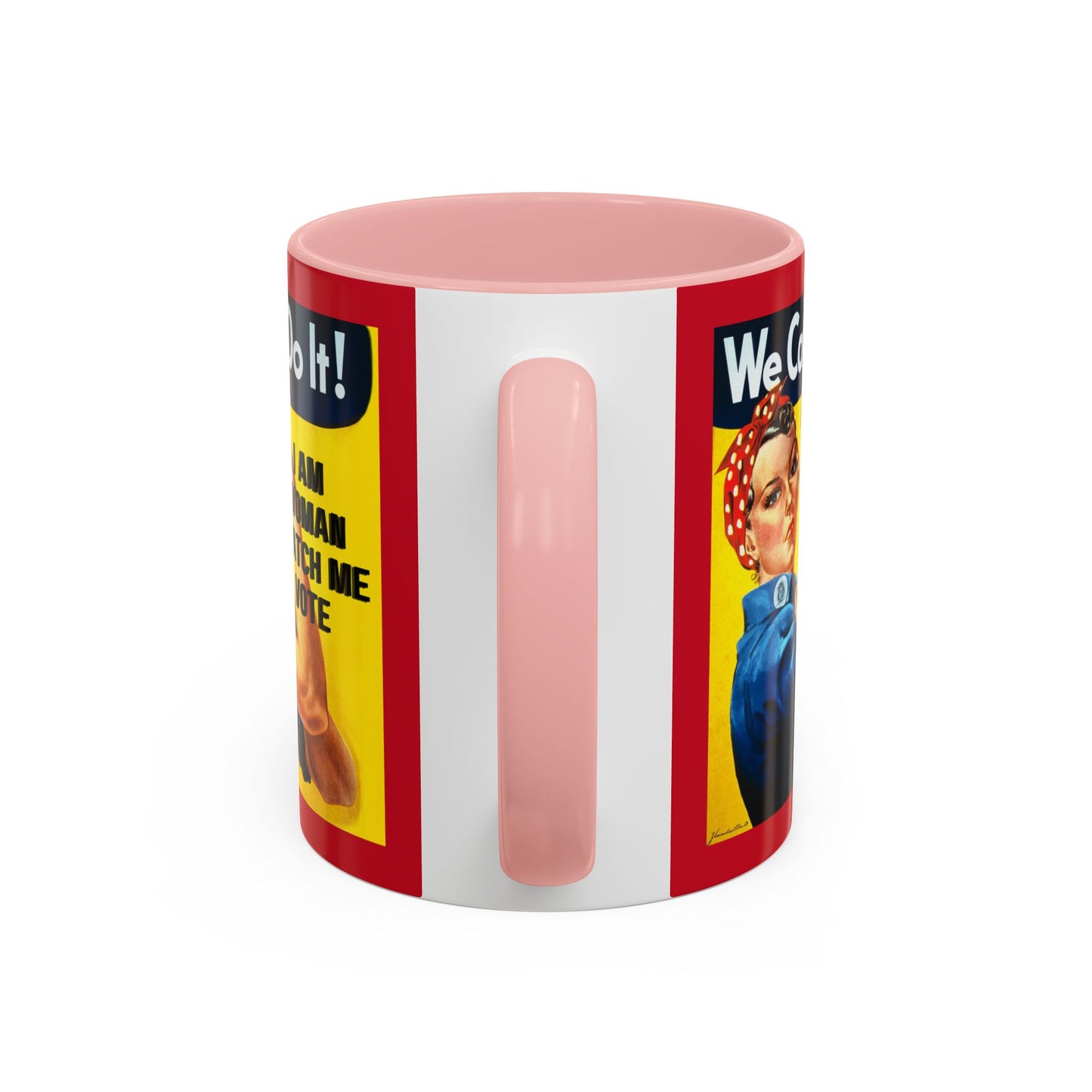 I Am Woman Watch Me Vote Rosie Red Accent Mug by theGreenDragonTavern.shop