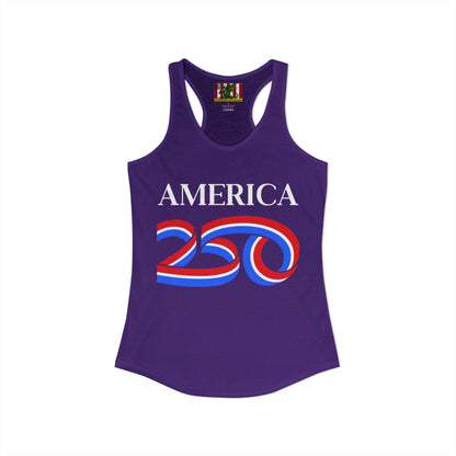 America 250 White font Women's Racerback Tank Top by theGreenDragonTavern.shop
