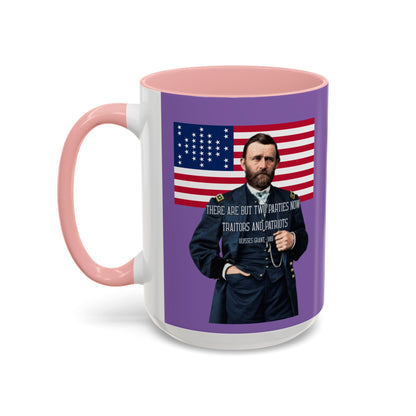 "Traitors and Patriots" Ulysses Grant Light Purple Accent Mug by theGreenDragonTavern.shop