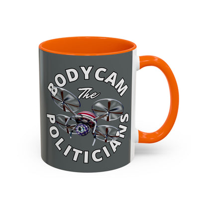 Bodycam the Politicians Drone Grey Accent Mug by theGreenDragonTavern.shop