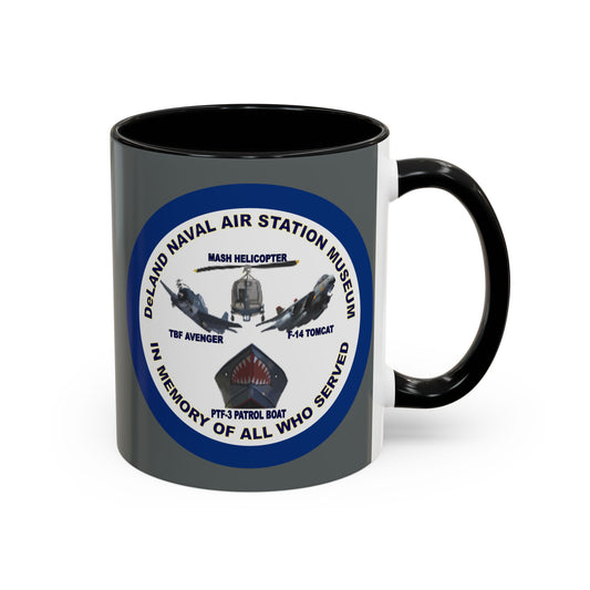 DNASM 2-sided, Founding & Student Art w/Navy Ring Grey Accent Mug by theGreenDragonTavern.shop