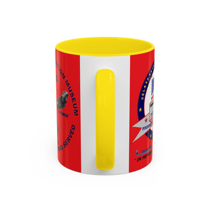 DNASM 2-sided, Founding & Student Art Red Accent Mug by theGreenDragonTavern.shop