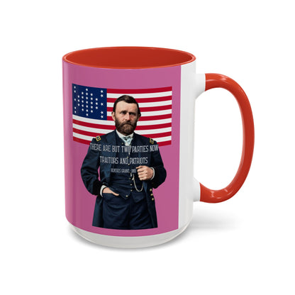 "Traitors and Patriots" Ulysses Grant Pink Accent Mug by theGreenDragonTavern.shop