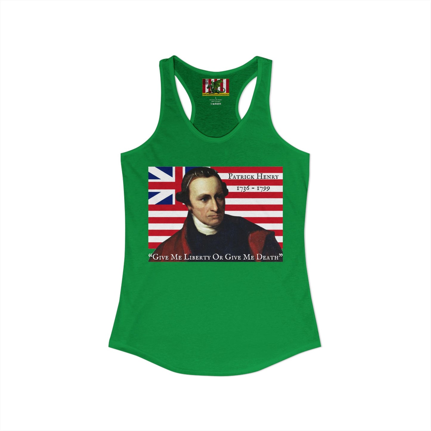 Patrick Henry Women's Racerback Tank Top by theGreenDragonTavern.shop