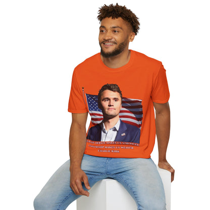 Charlie Kirk, Healthy Debate Light colors Unisex T-Shirt by theGreenDragonTavern.shop