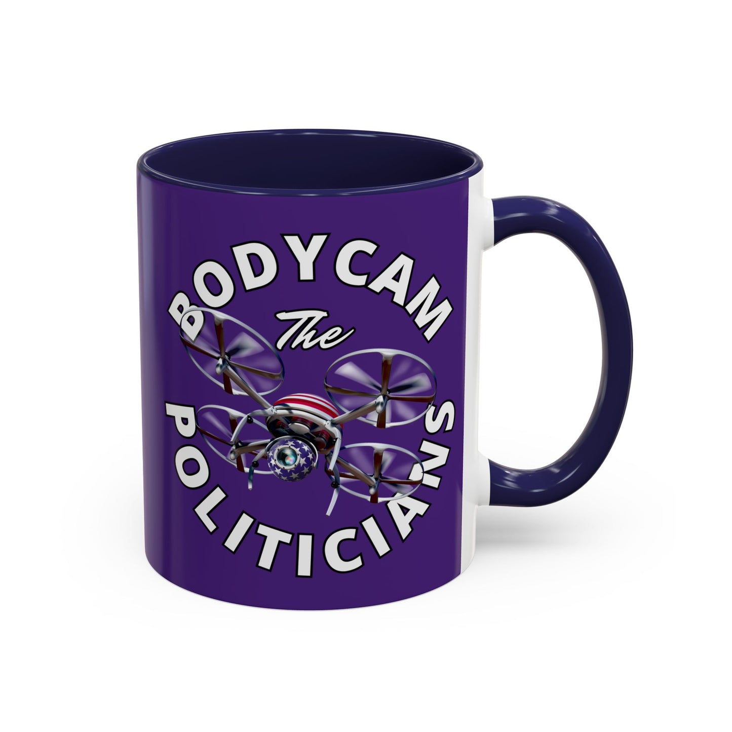 Bodycam the Politicians Drone Dark Purple Accent Mug by theGreenDragonTavern.shop