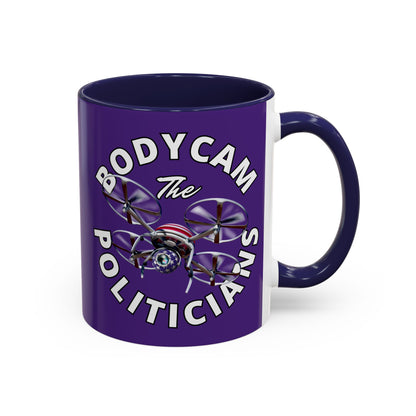 Bodycam the Politicians Drone Dark Purple Accent Mug by theGreenDragonTavern.shop