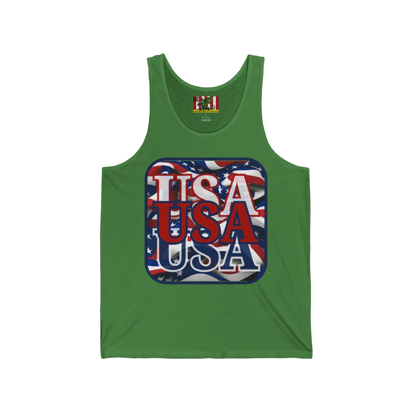 RED White and Blue USA Patriot Unisex Jersey Tank Top by theGreenDragonTavern.shop