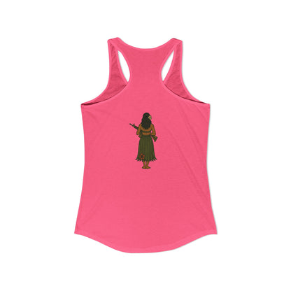 2-sided, Hula Girl Packin' Heat Women's Racerback Tank Top by theGreenDragonTavern.shop