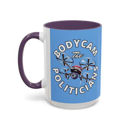 Bodycam the Politicians Drone Light Blue Accent Mug by theGreenDragonTavern.shop