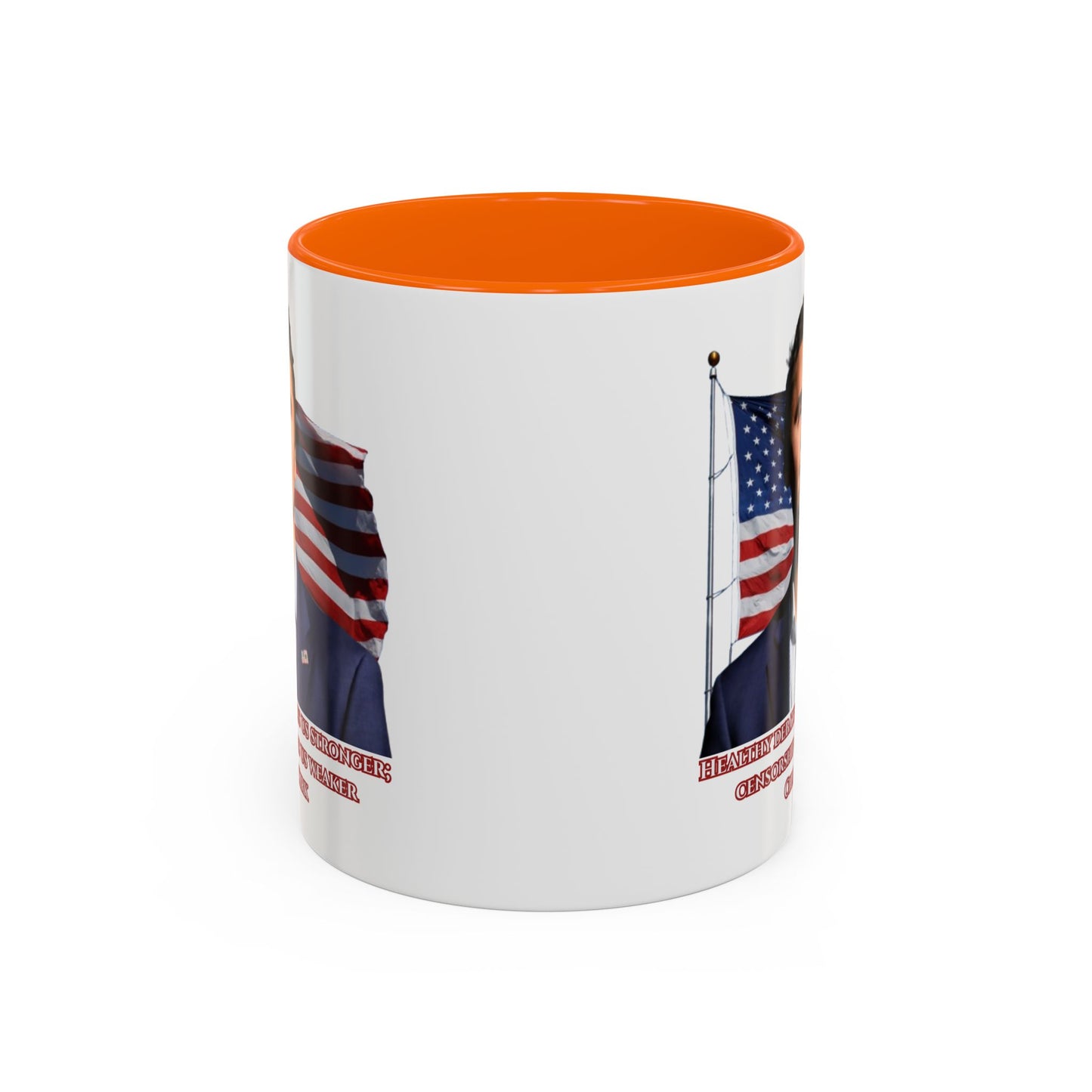 Charlie Kirk, Healthy Debate White Accent Mug by theGreenDragonTavern.shop