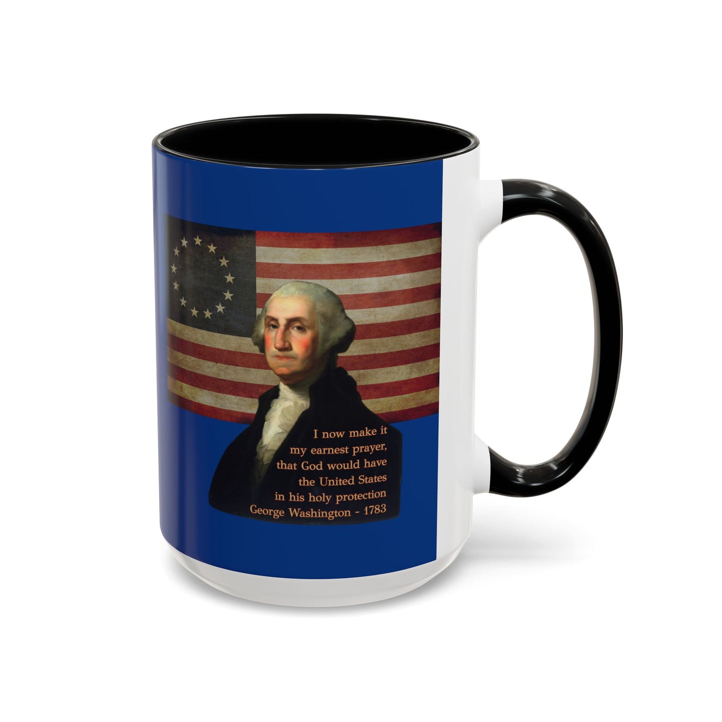 Washington's Earnest Prayer Dark Blue Accent Mug by theGreenDragonTavern.shop