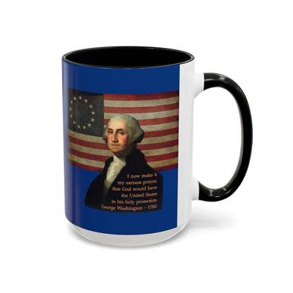 Washington's Earnest Prayer Dark Blue Accent Mug by theGreenDragonTavern.shop