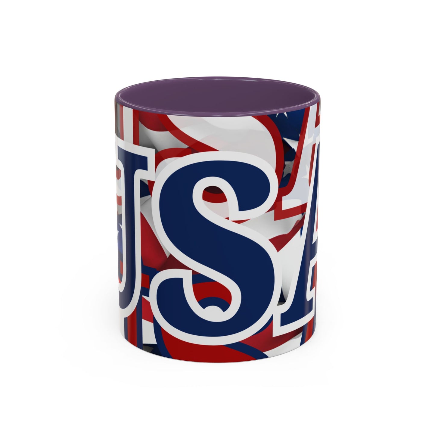 USA! USA! USA Blue font Patriot Black Accent Mug by theGreenDragonTavern.shop
