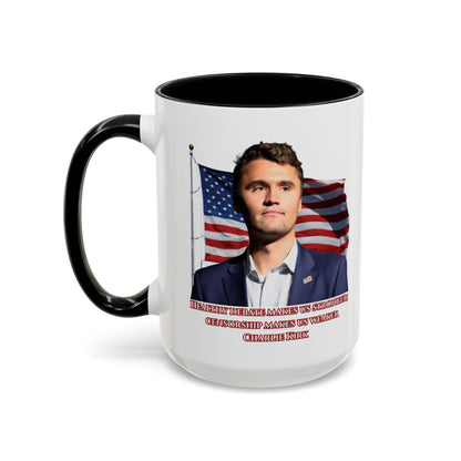 Charlie Kirk, Healthy Debate White Accent Mug by theGreenDragonTavern.shop