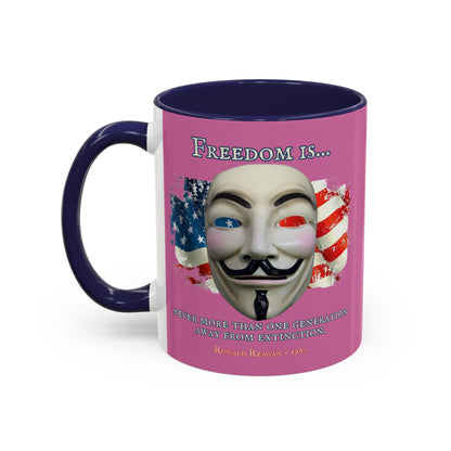 Ronald Reagan Freedom Vendetta Pink Accent Mug by theGreenDragonTavern.shop