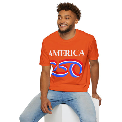 America 250 White font, Light colors, Unisex T-Shirt by theGreenDragonTavern.shop