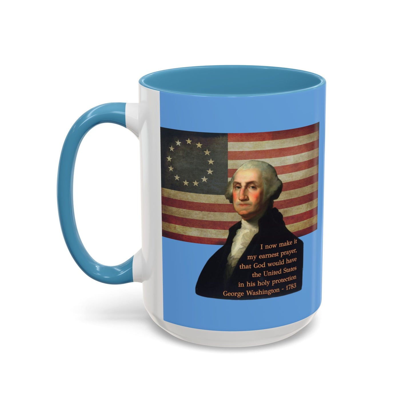 Washington's Earnest Prayer Light Blue Accent Mug by theGreenDragonTavern.shop