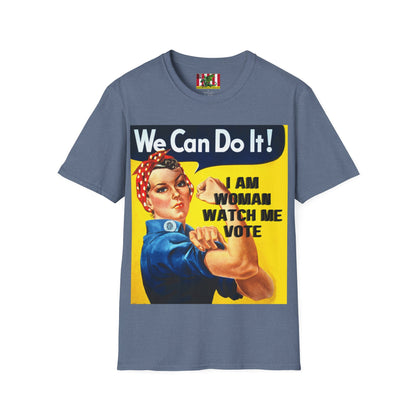 I Am Woman Watch Me Vote Rosie Dark colors Unisex T-Shirt by theGreenDragonTavern.shop