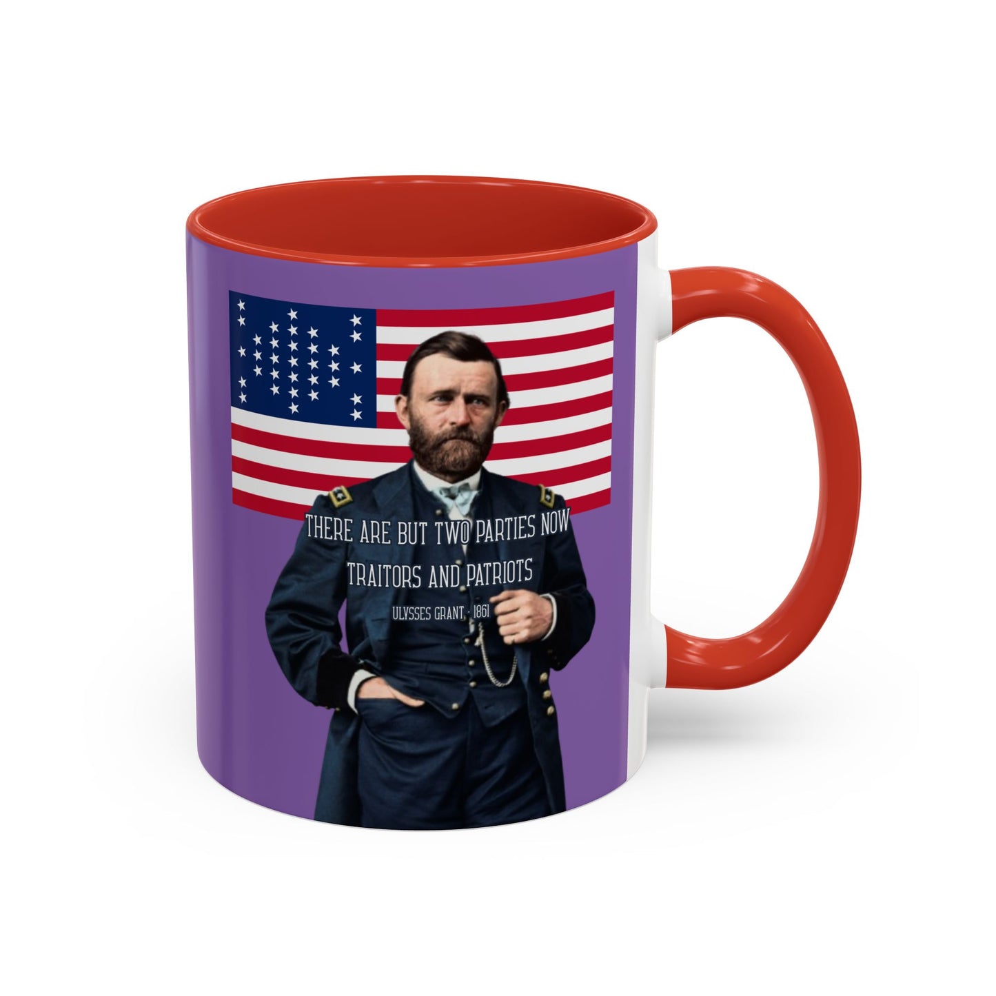"Traitors and Patriots" Ulysses Grant Light Purple Accent Mug by theGreenDragonTavern.shop
