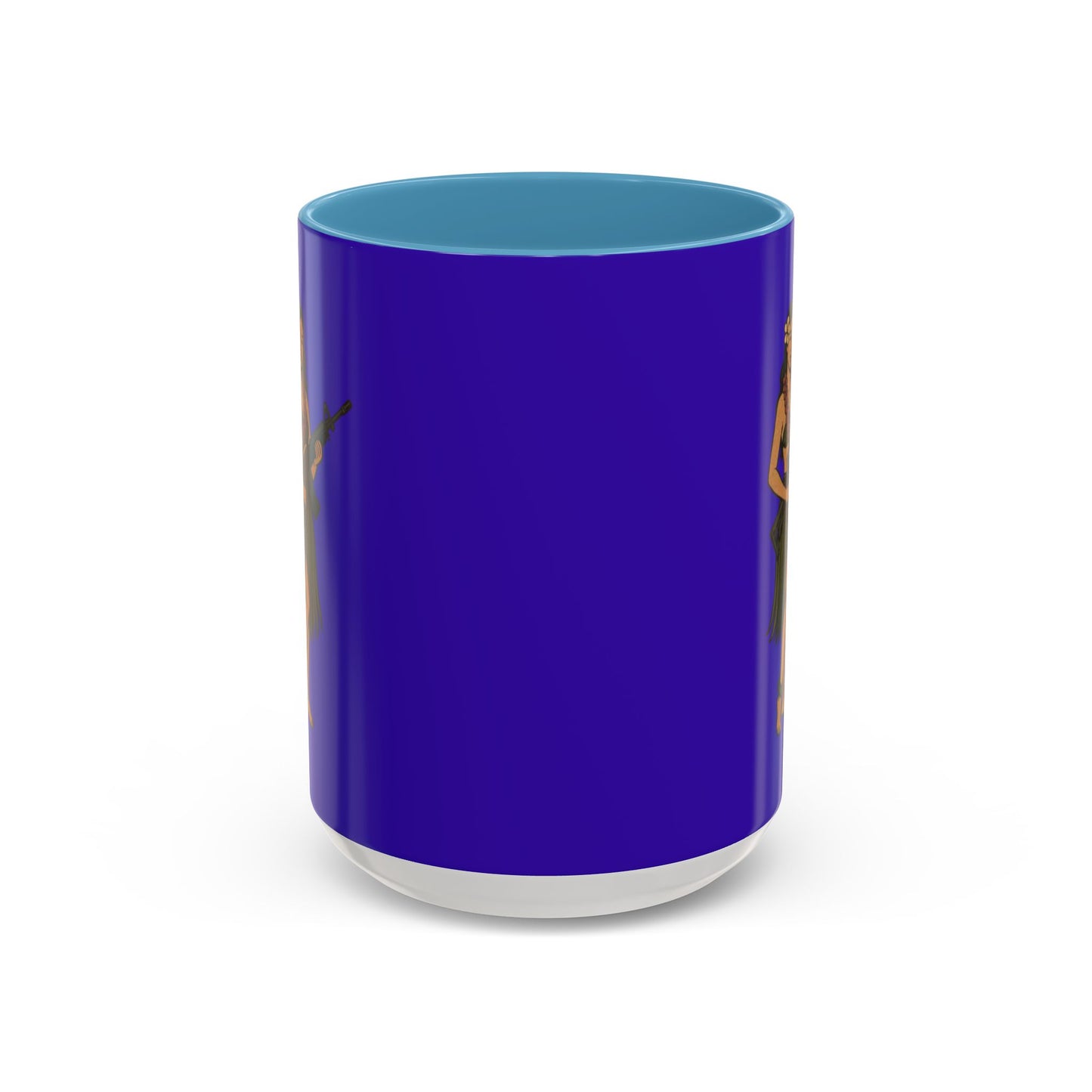 Hula Girl Packin' Heat Dark Purple Accent Mug by theGreenDragonTavern.shop