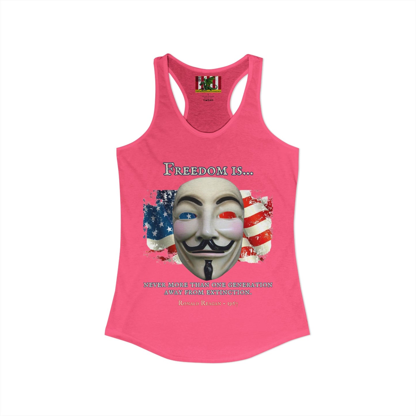 Ronald Reagan Freedom Vendetta Women's Racerback Tank Top by theGreenDragonTavern.shop